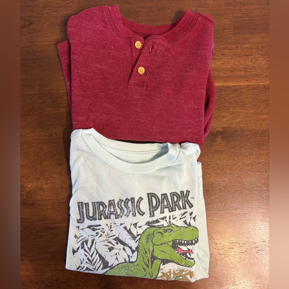 Jumping Beans Red Henley and Jurassic Park Tee